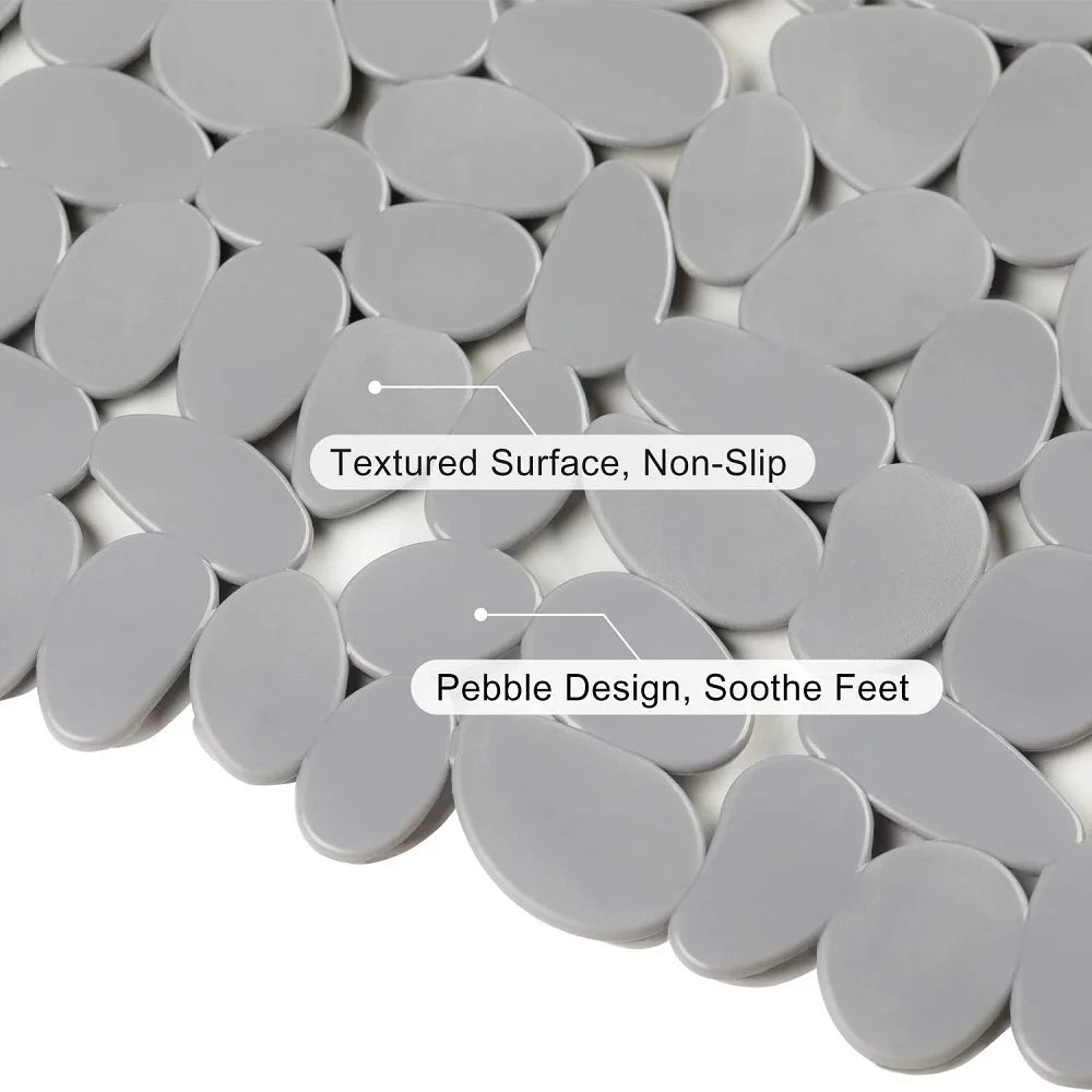 Non-Slip Bath Tub Shower Mats Pebble Shape Machine Washable Bathtub Mat With Drain Holes Suction Cups For Bathroom Oasis Select
