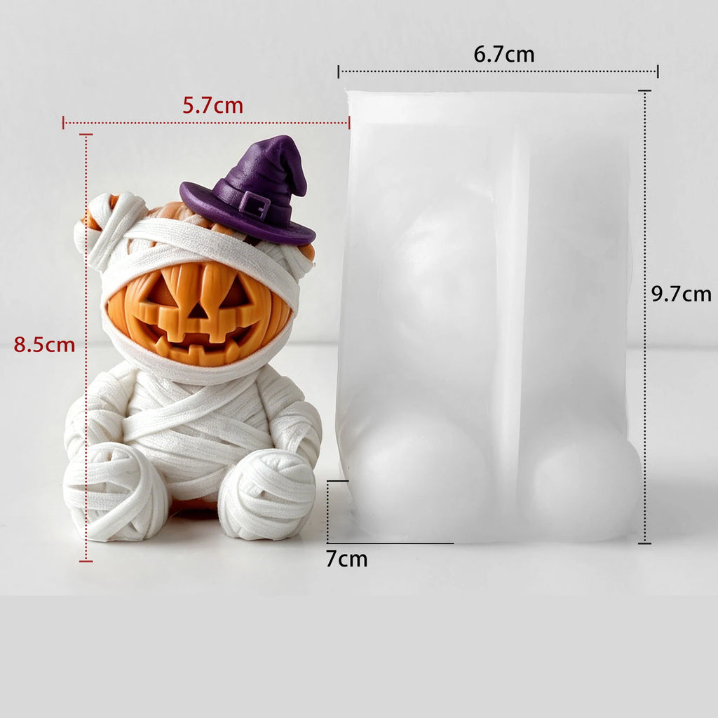 3D Silicone Candle Mold Halloween Pumpkin Mummy Bear Shape for DIY Aromatherapy Gypsum Handmade Home Decor Oasis Select