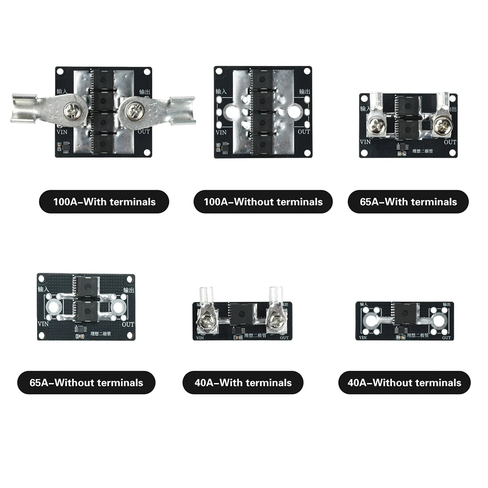 40A/65A/100A Unlimited Voltage Ideal Diode Module High Current Anti-Reverse Flow for Solar Charging & Battery Backup Systems Oasis Select