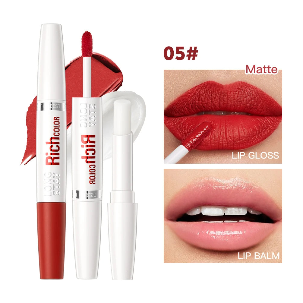 QiBest 8-Color Matte Liquid Lipstick & Hydrating Lip Balm Duo