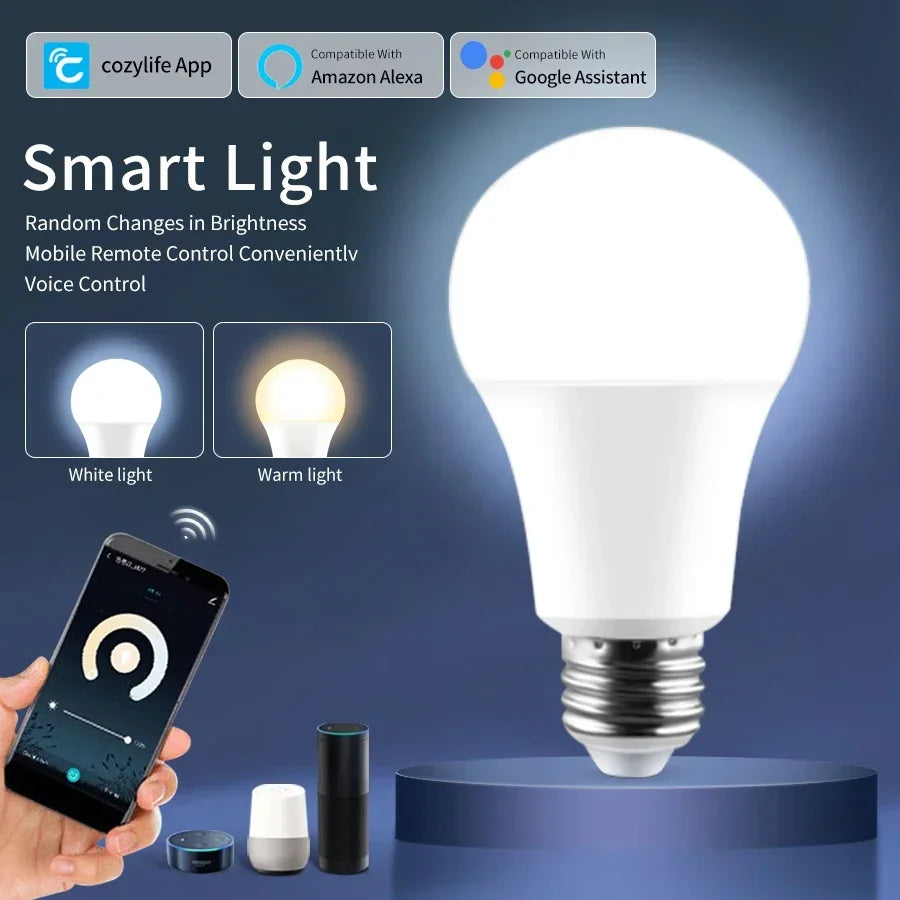 110V 220V E27 Cozylife WiFi Smart LED Light Bulbs 12W 15W 20W Dimmable LED Bulbs APP Vioce Control Works With Alexa Google Home Oasis Select