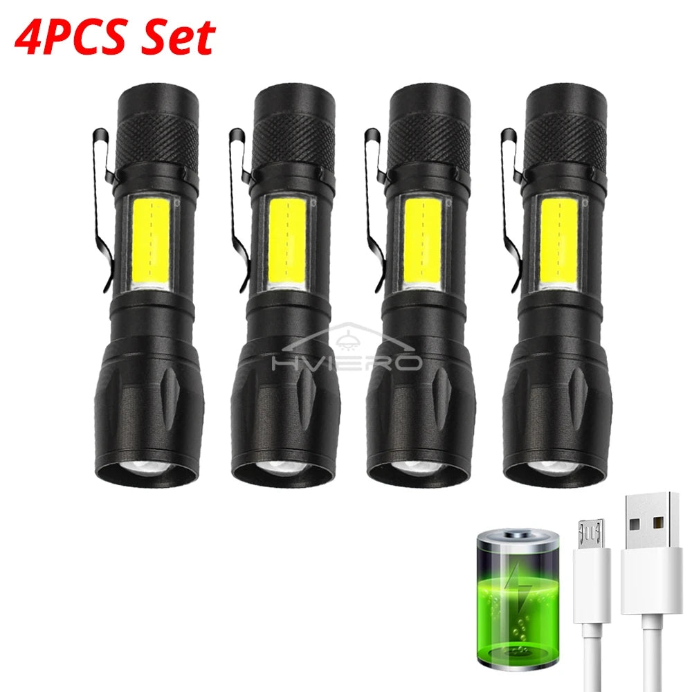 HVIERO Mini Rechargeable LED Flashlight 3W Waterproof T6 Torch