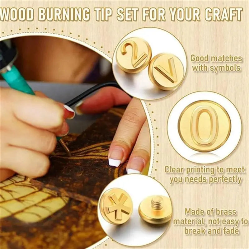 LIKE WISH DIY Wood Burning/Carving Set, DIY Wood/Leather Burning Set-26 Letters Copper Mold, As Shown DIY Supplies US Plug Oasis Select