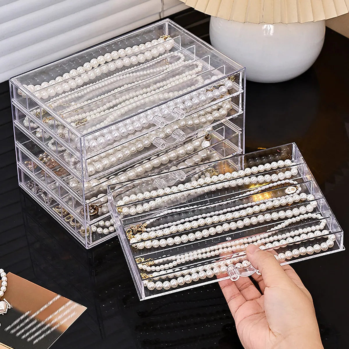 1pc Transparent Necklace Storage Box, Jewelry Tray, Necklace Display Cabinet, Suitable Jewelry Storage Drawer for Women Oasis Select