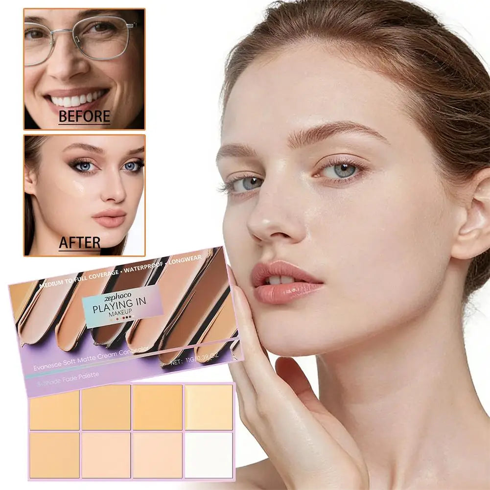 8 Colors Concealer Blush Palette Long-Lasting Concealer, Waterproof Concealer Palette, Non-Peeling Contour Pal, Concealer Oasis Select