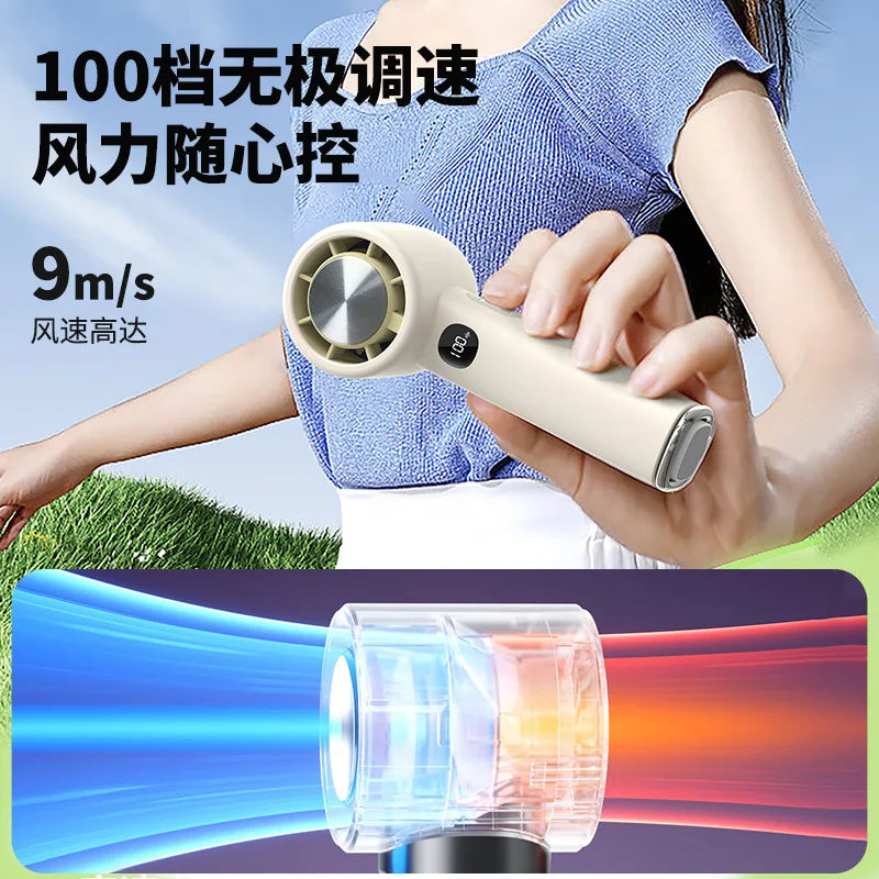 URGGU Handheld Turbo Fan – 100 Speeds, USB Rechargeable