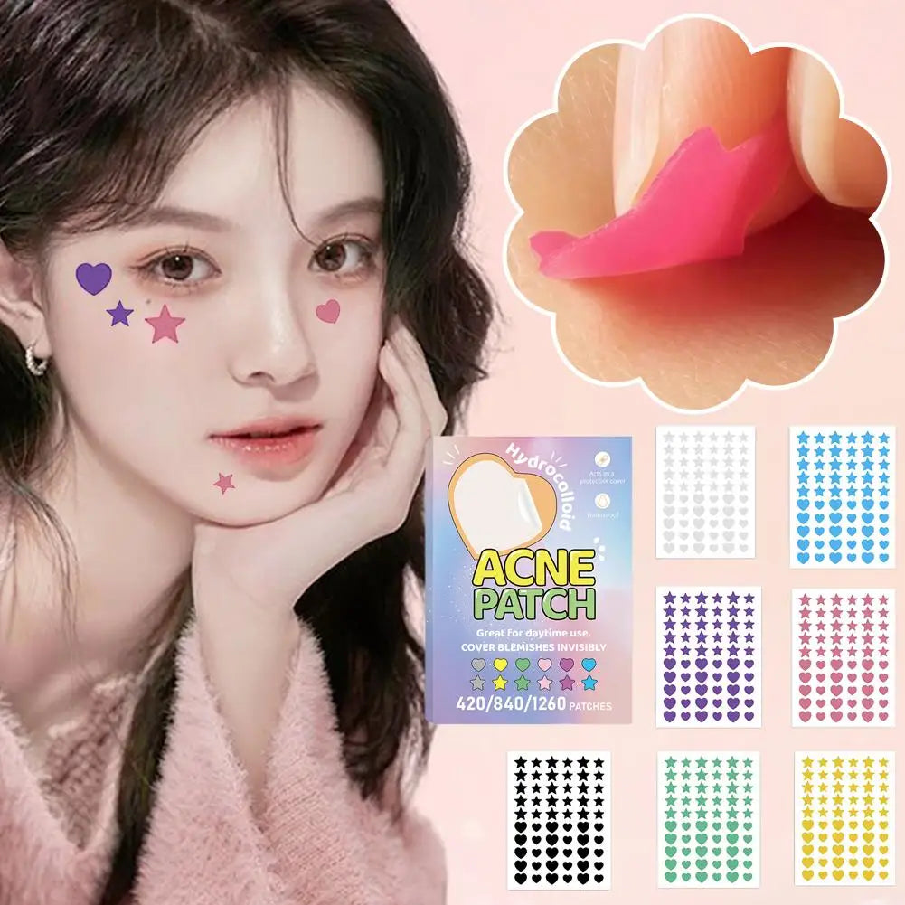 Colorful Star & Heart Acne Patches – 420 to 1260 Pcs Acne Patch Stickers Oasis Select
