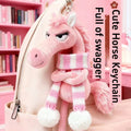 Black Plush Horse Keychain Backpack Pendant Decoration Year of The Horse New Year's Gifts for Boys and Girls 1pcs Oasis Select Pink