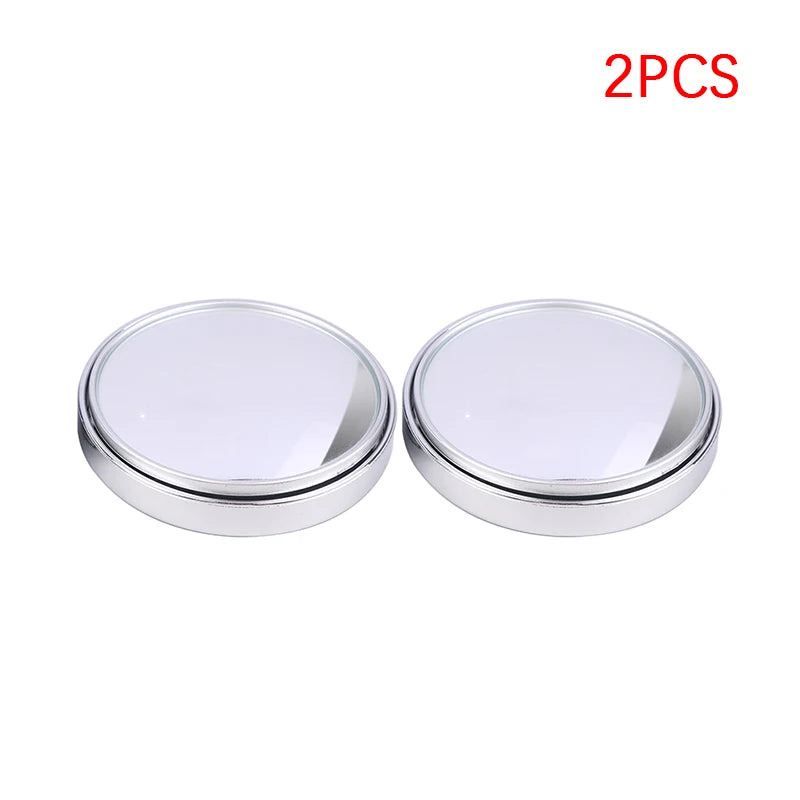 2PCS 75MM 3R-036 Stick-on Convex Blind Spot Rearview Mirror With Adjustable Wide Angle Oasis Select Silver