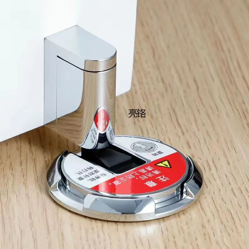Door Stopper Magnetic Door Stopper No Drilling Silent Floor Door Stop with Screws Adhesive Adjustable Mechanical Magnetic Oasis Select Bright chrome