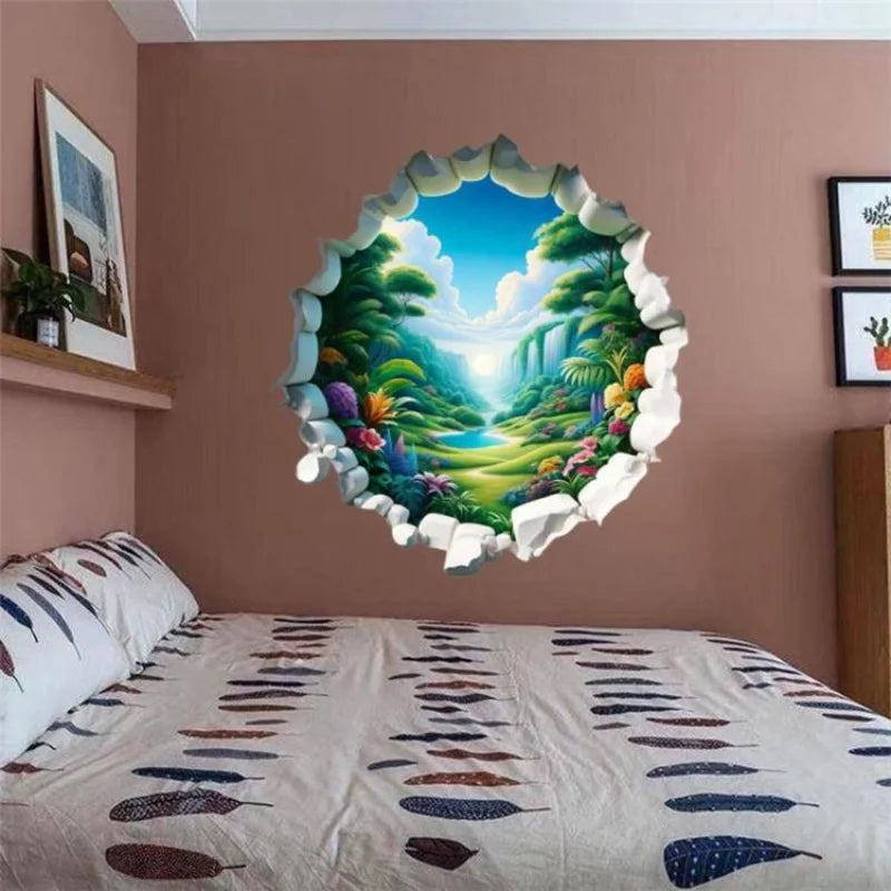 Living Room Porch Beautiful Artistic Conception Feng Shui Painting Bathroom Doors and Windows 3d Effect Self-pasted Stickers Oasis Select