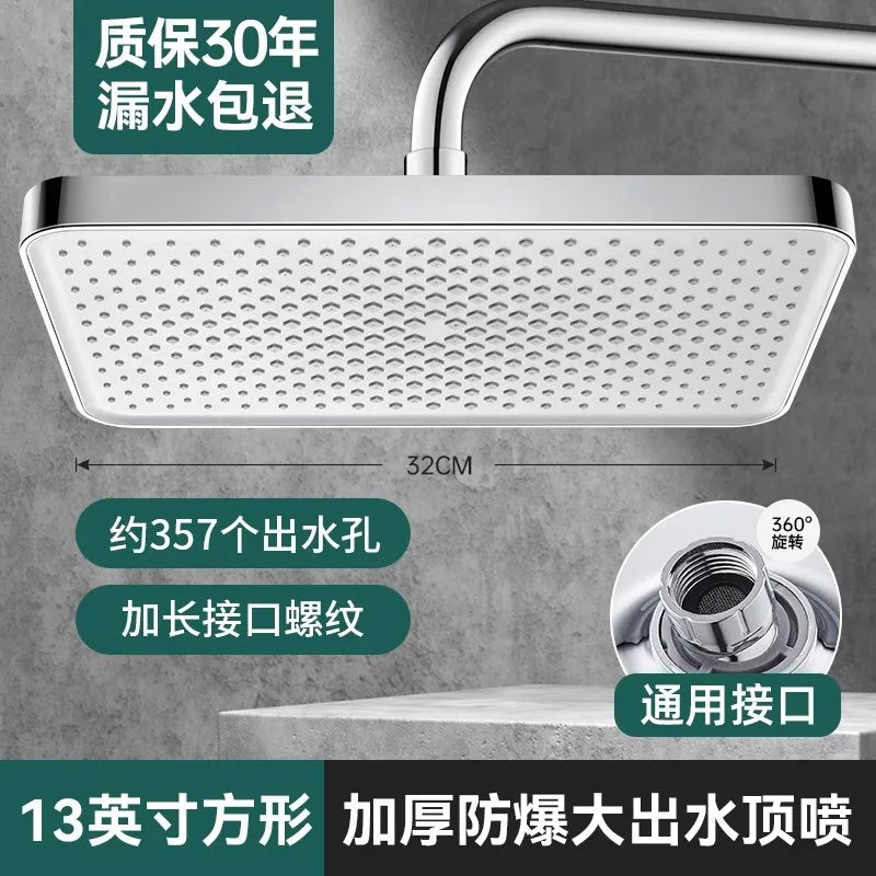 New 14 Inch Big Panel Rainfall Shower Head,High Pressure Shower Head,Water Saving,Top Rain Shower Faucet Bathroom Accessories Oasis Select Top Silver Shower