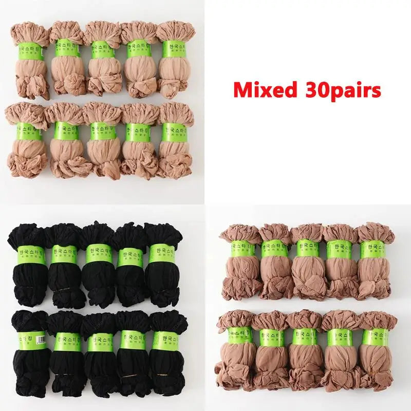 10/20/30Pairs Transparent Summer Socks Ultrathin Women Nylon Ladies Female Short Ankle Meias Elastic Crystal Spring Silk Sox Oasis Select 30pairs mix