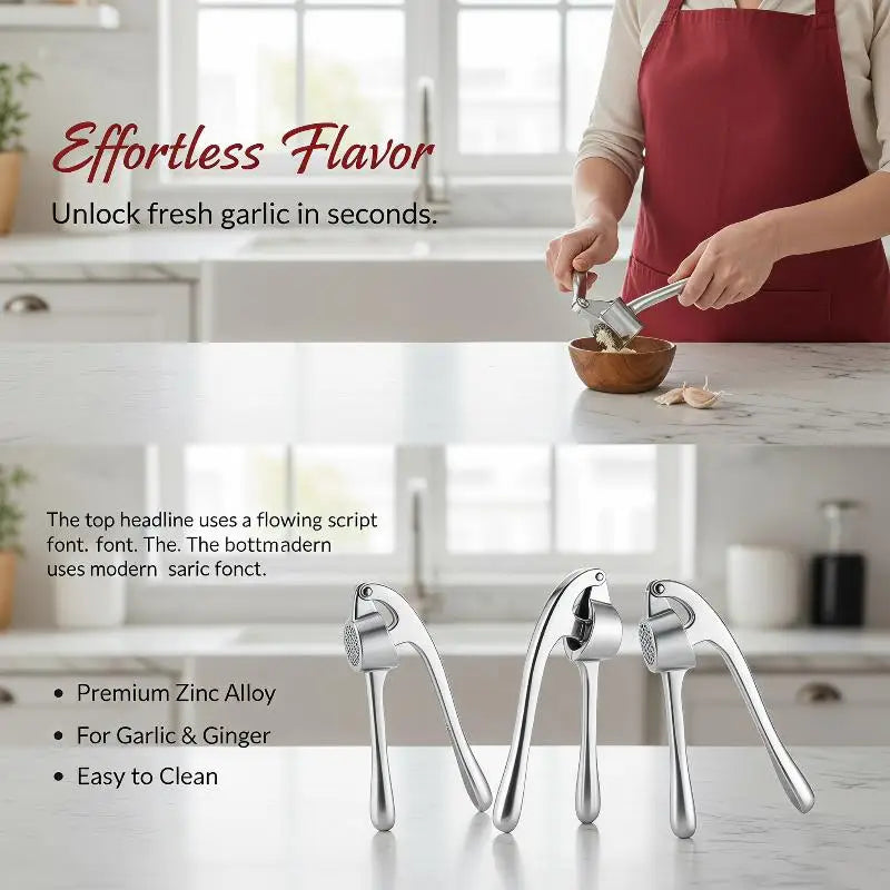 Zinc Alloy Garlic Press With Peeler And Cleaning Brush Rust Resistant For Home Kitchen Prep Oasis Select