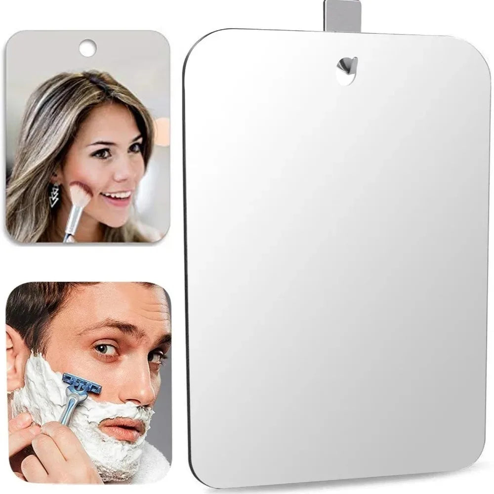 Bathroom Anti Fog Mirror Fogless Acrylic Shower Mirror with Wall Hook Portable Vanity Mirror for Men Shaving Women Makeup Travel Oasis Select