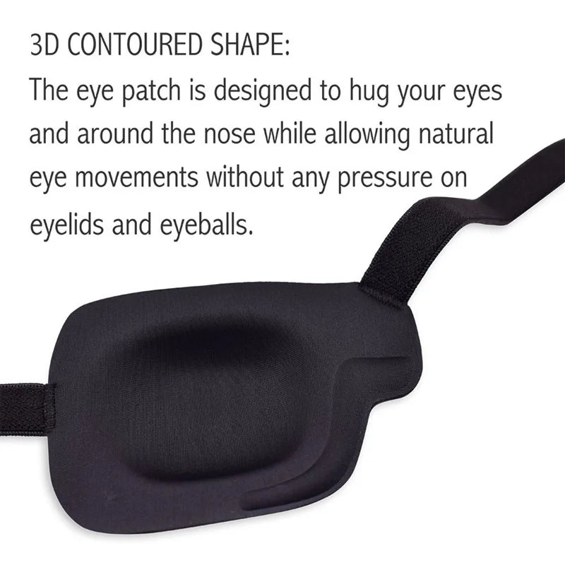 Left And Right Black Single Eye Patch Adjustable 3D Foam Groove Eyeshades For Lazy Eyes Medical Use Concave Eye Patch Oasis Select