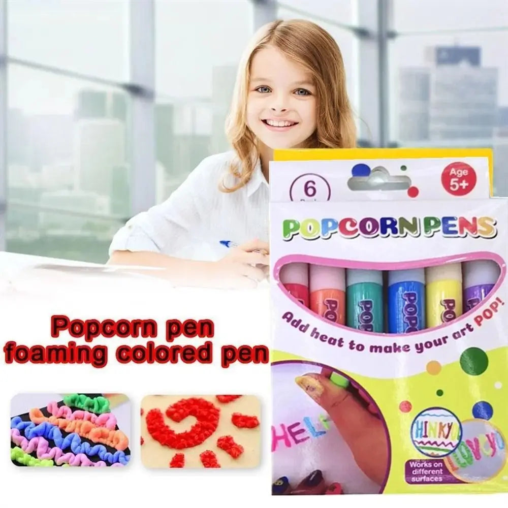 3D Magic Popcorn Pens Puffy Paint Bubble Pen For Greeting Birthday Cards Kids Children 3D Art Pens Kids Gifts School Stationery Oasis Select