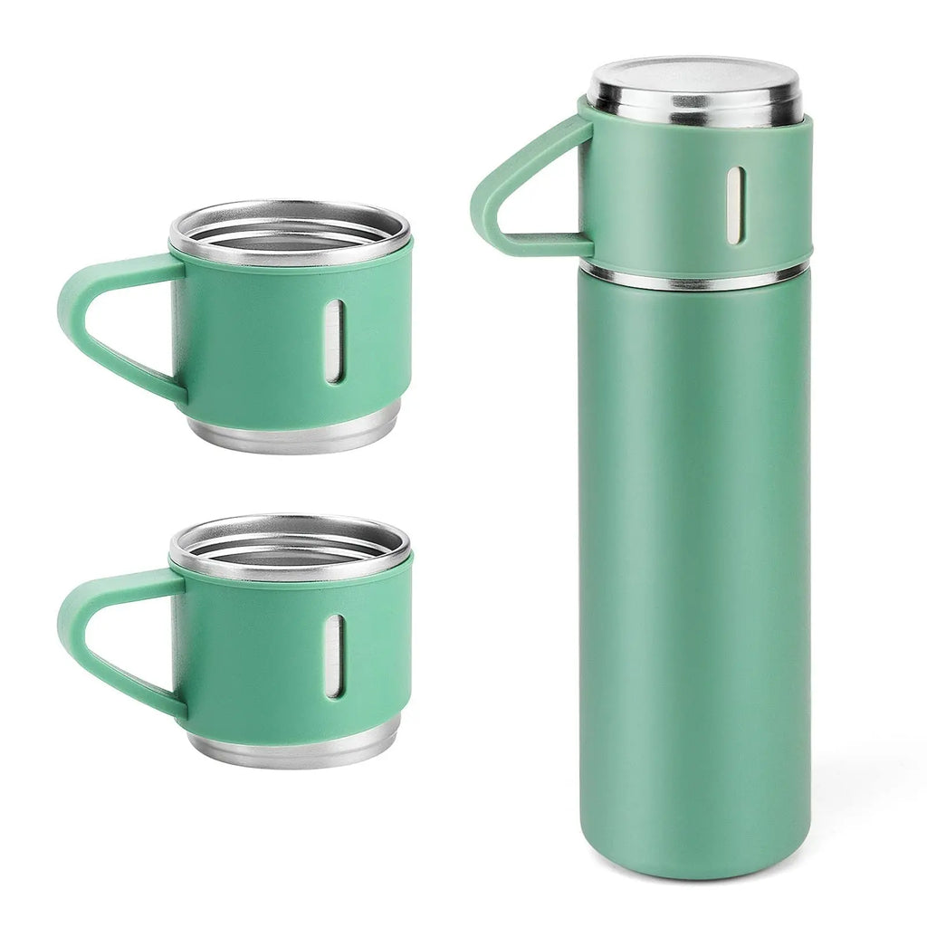 Coffee Thermos Stainless Steel Vacuum-Insulated Water Bottle, 500ml/16.9oz Insulated Bottle with Cup for Hot & Cold Drink Travel Oasis Select green
