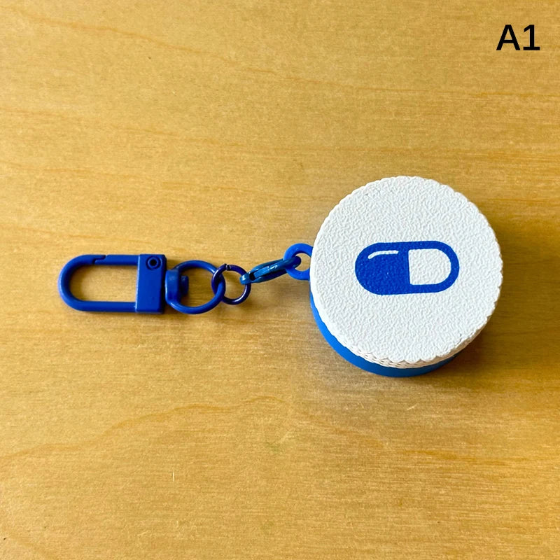Mini Sliding Pill Box With Keychain Capsule Cross Symbols Portable Plastic Medicine Case Pill Holder Daily Use Emergencies Oasis Select A1