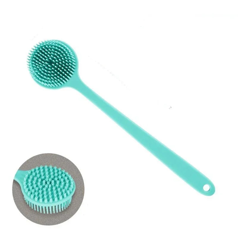Silicone Long Handle Shower Brush Soft Haired Lazy Bath Tools Back Scrubber Sponge Exfoliating Skin Massager Bathroom Tools Oasis Select green Silica Gel