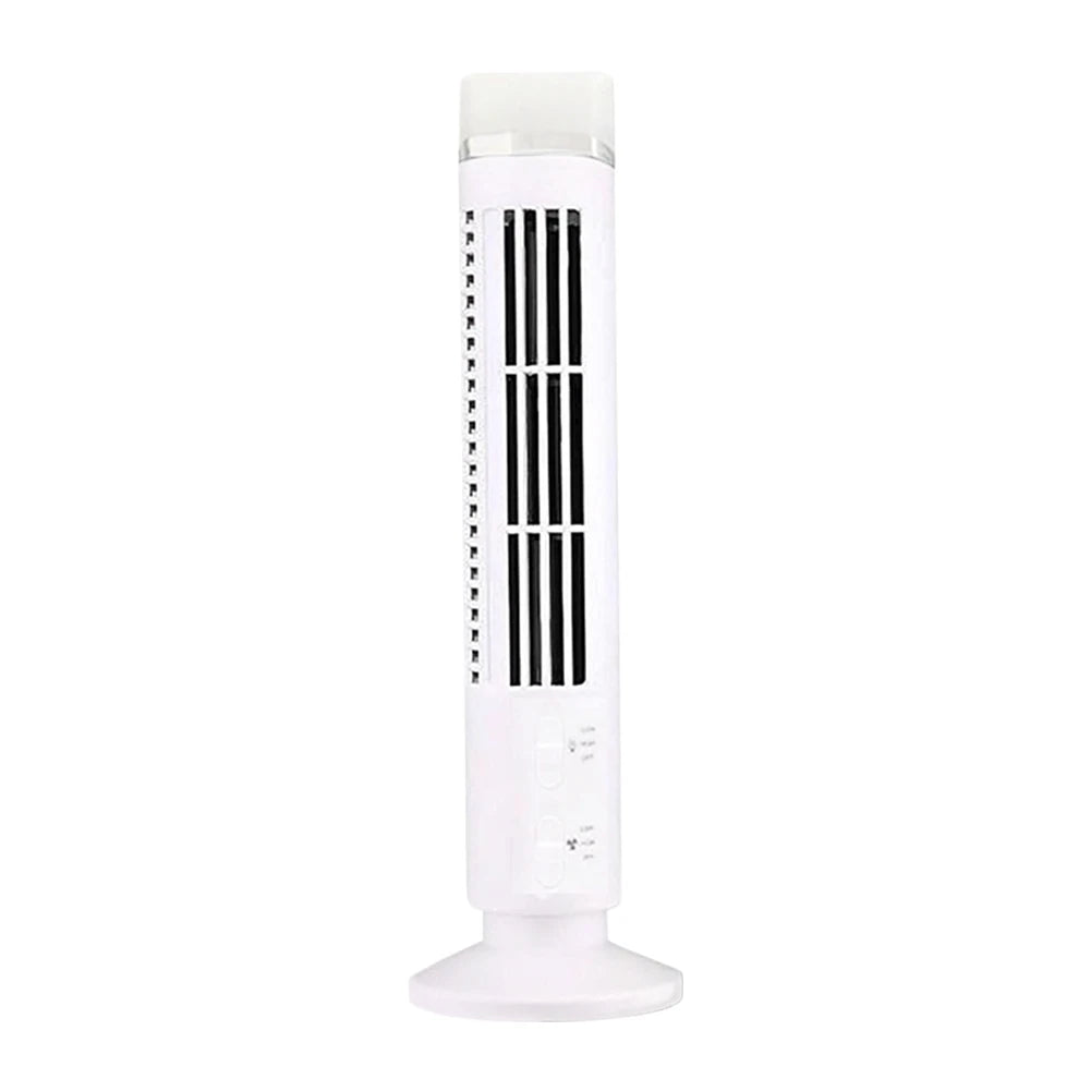 Mini Bladeless USB Tower Fan – 2-Speed Portable Vertical Fan Bladeless Tower Fan Oasis Select White with Light United States