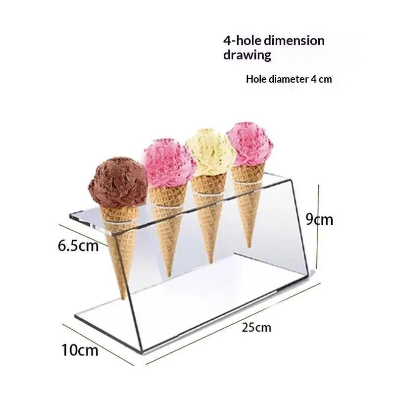 Transparent Acrylic Ice Cream Cone Holder Non-slip Base Dessert Rack 12 Slots for Bridal Shower Banquet Dessert Table Decor Oasis Select 4hole 4cm