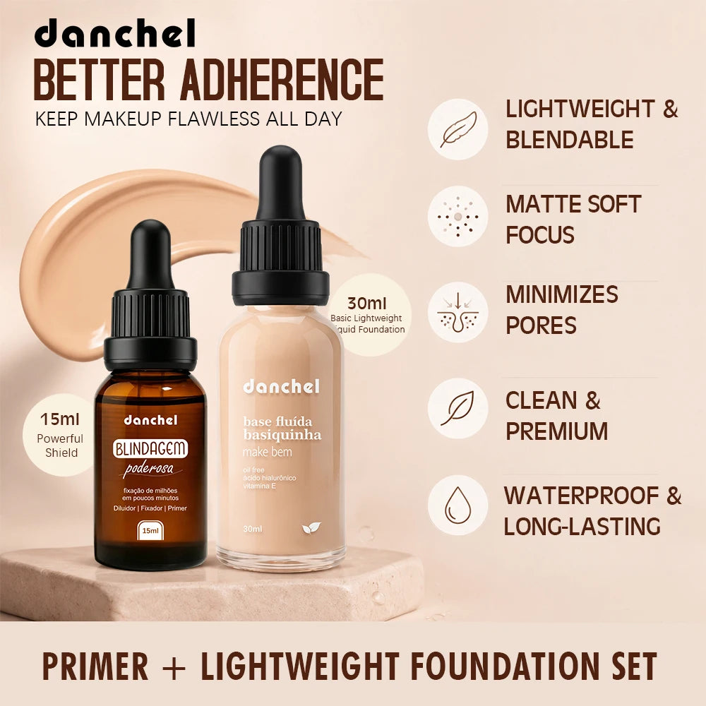 2pcs Face Makeup Set, Primer Serum + Liquid Foundation Waterproof Long-Lasting Natural Coverage Makeup Combo for Women Gifts Oasis Select
