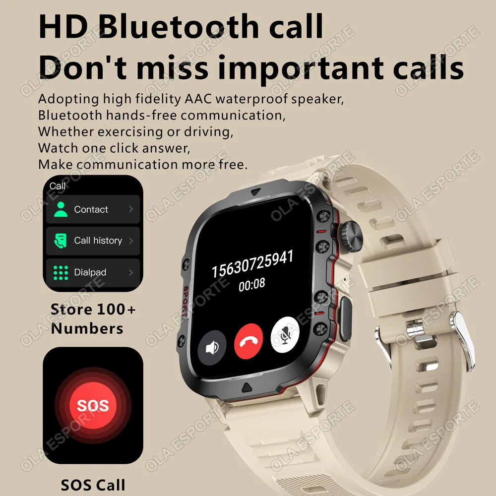Military Smart Watch Men 1.81" BT Calling GPS Fitness Tracker