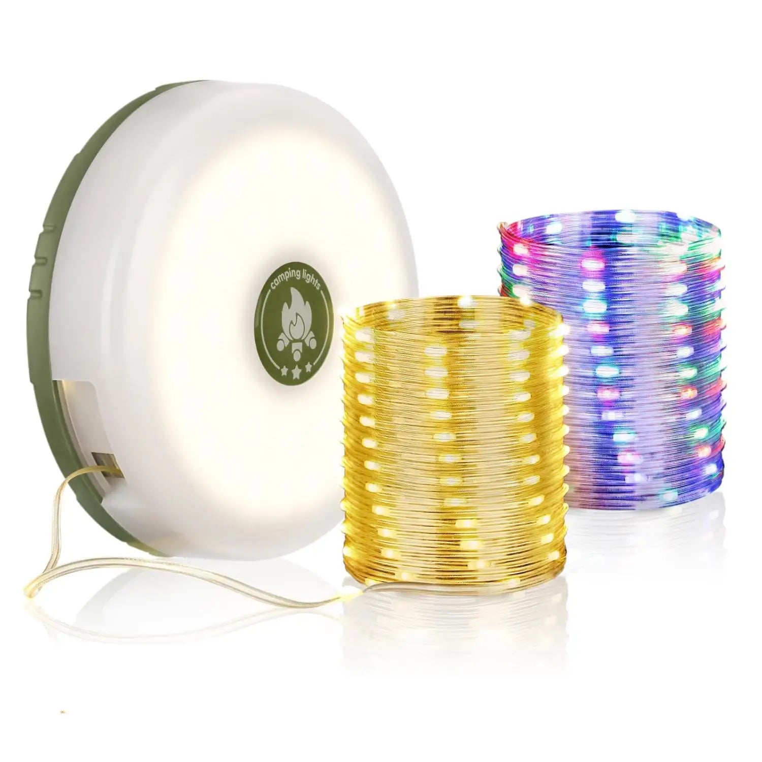 2 in 1 Rechargeable Camping String Light Outdoor String Light with 8 Lighting Modes Portable Outdoor String Lights for Camping Oasis Select colored warm light