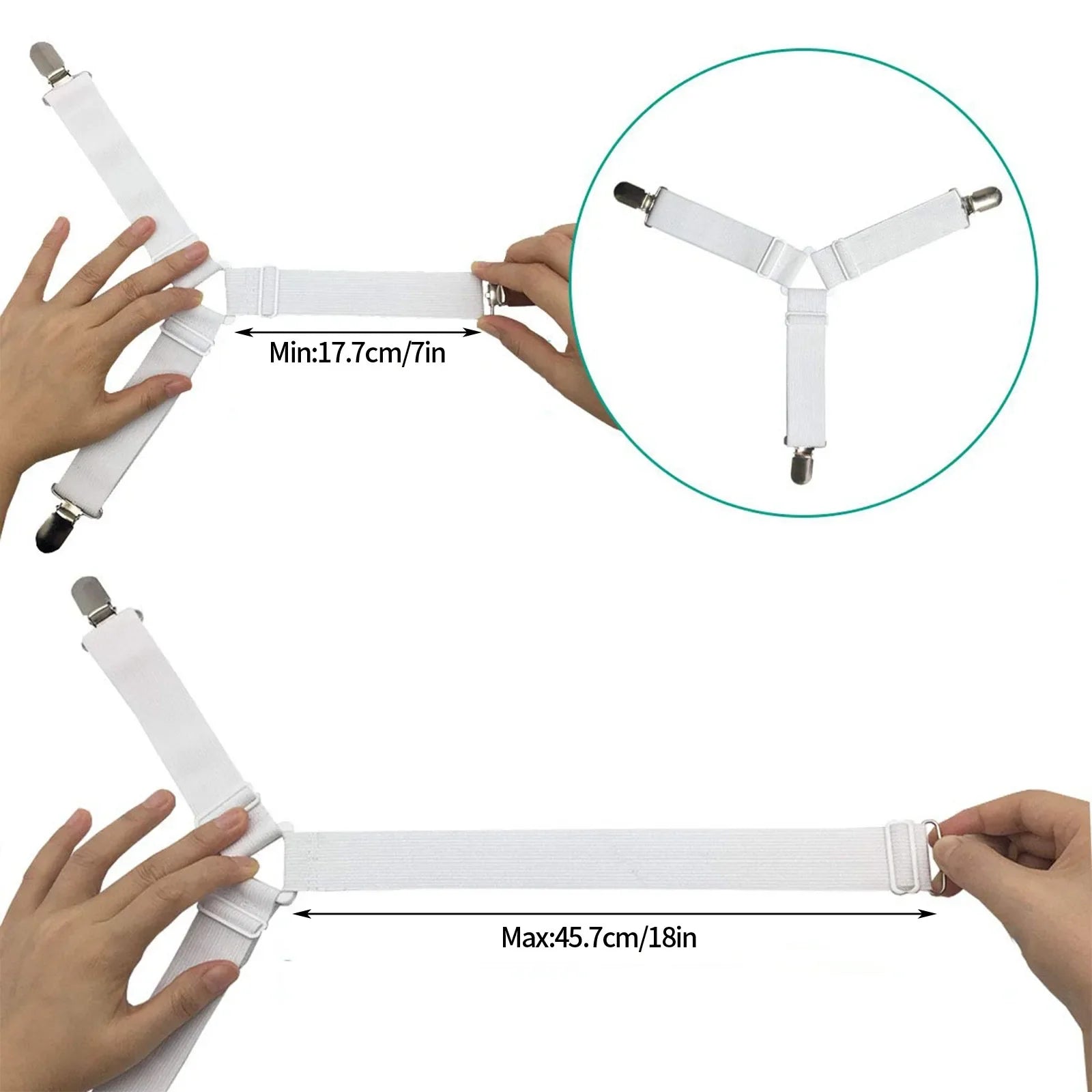 4 PCS Bed Sheet Holder Straps, Elastic Mattress Corner Clips 3 Way Fitted Bed Sheet Fastener Suspenders Grippers sheets bedding Oasis Select