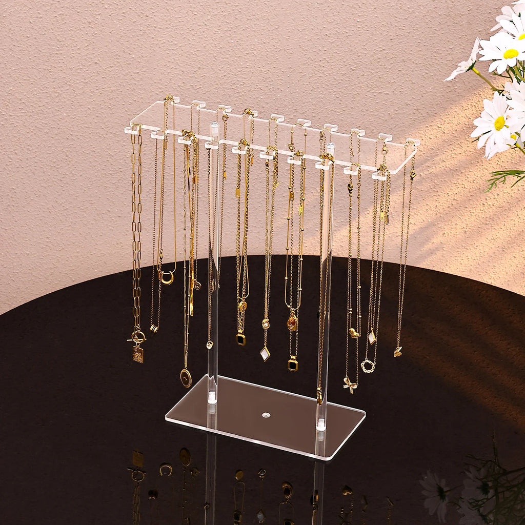 1pc Transparent Acrylic Desktop Necklace Display Rack, Dressing Table, Jewelry Organizer, Multifunctional Counter Display Props Oasis Select