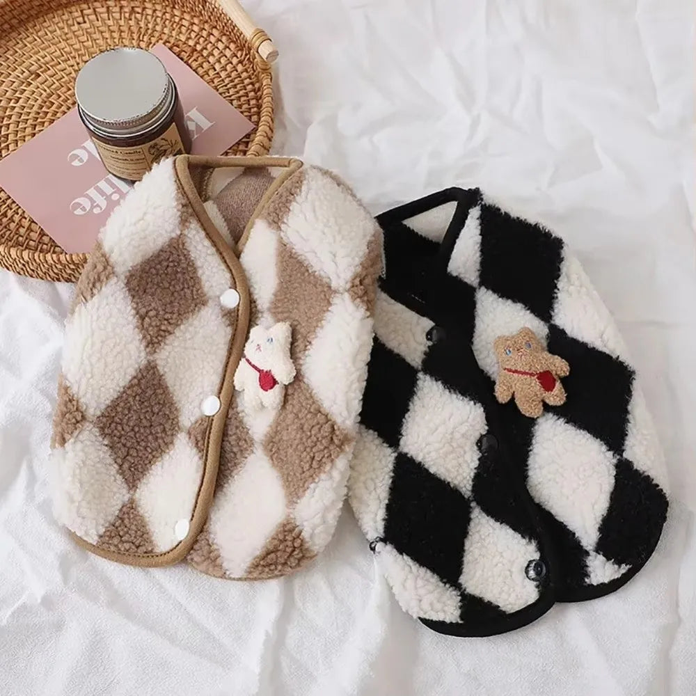 Plaid Fleece Dog Vest Coat | Cozy Winter Outfit S–XXL