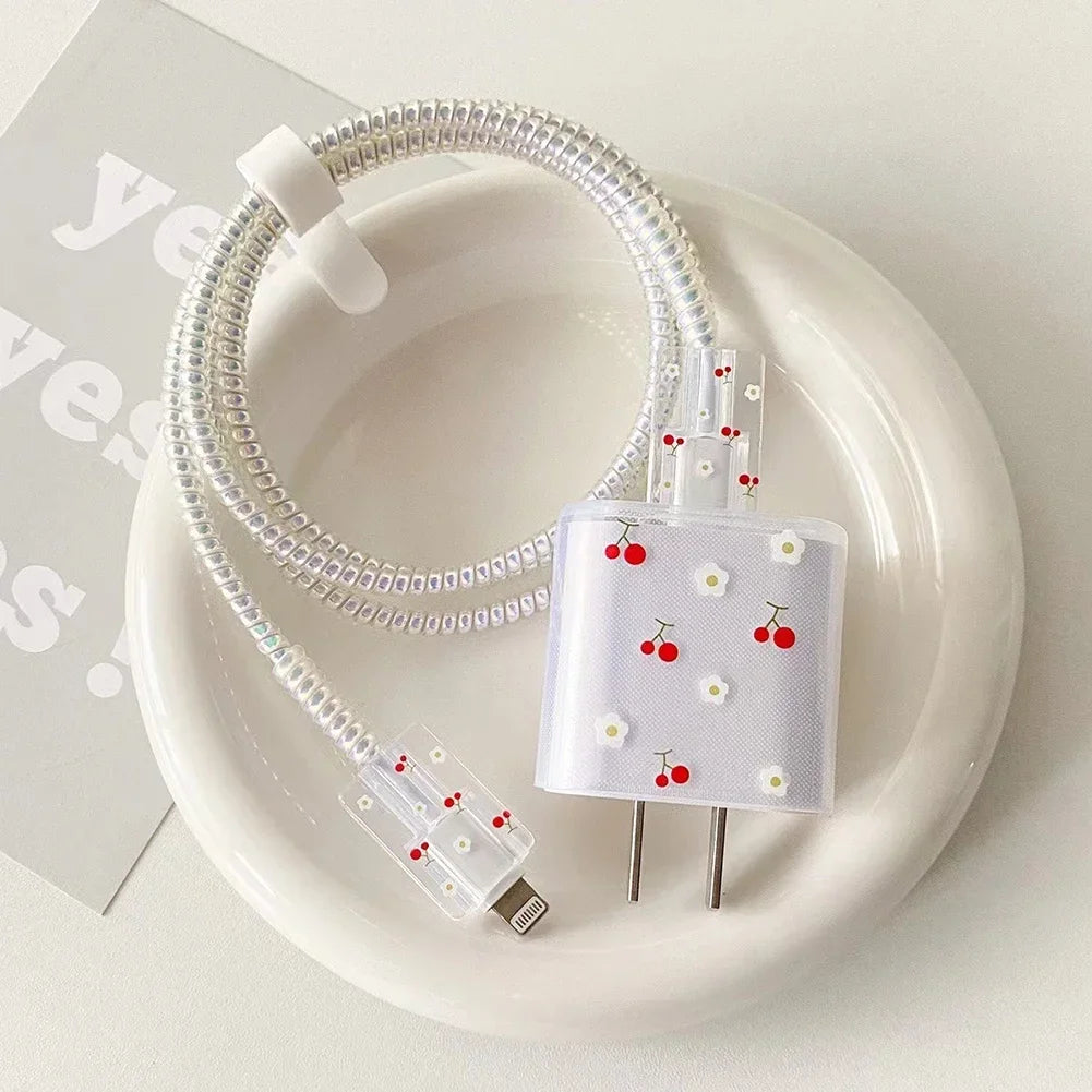 Cute iPhone 20W Charger Cover & USB Cable Winder Protector