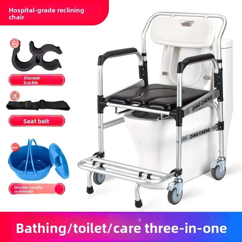 Solid Wheelchair household mobile toilet for the elderly, bath chair for the disabled, non-slip bath chair toilet Oasis Select 02