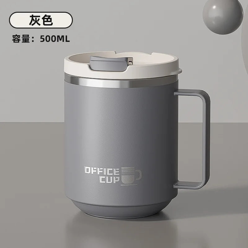 304 Stainless Steel Insulated Coffee Mug Portable Leakproof Lid with Tea Strainer Travel Tumbler for Hot Cold Drinks Home Office Oasis Select Gray 500ml