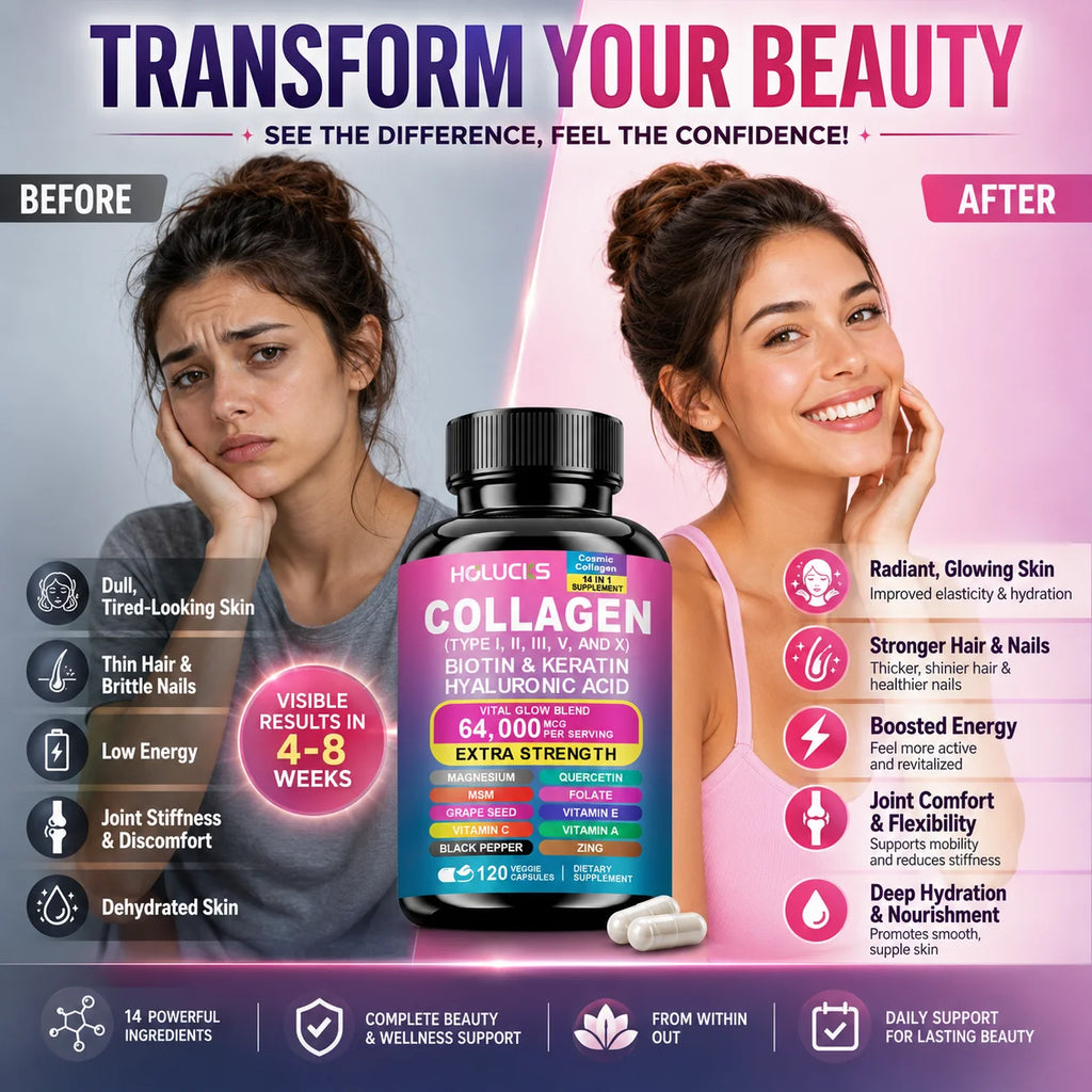 High Strength Collagen Complex, with Biotin, Hyaluronic Acid, Antioxidant, for Firm Skin, Strong Joints, Bone, Hair and Nails Oasis Select