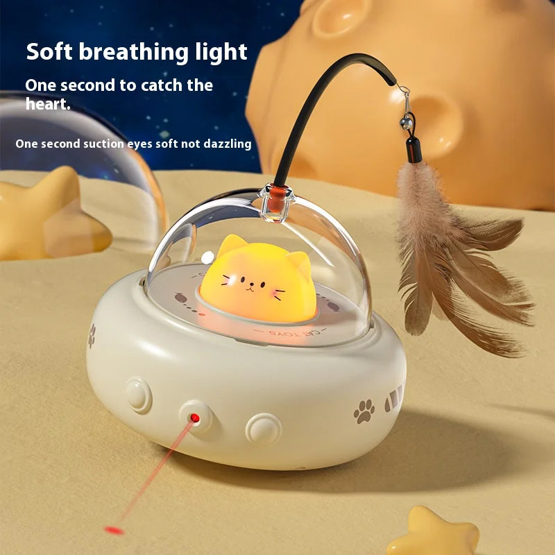 Smart Electric Cat Toy with Auto Rotating Feather Wand - Interactive Self - Playing Pet Toy for Lazy Owners Cat Toys Interactive Oasis Select