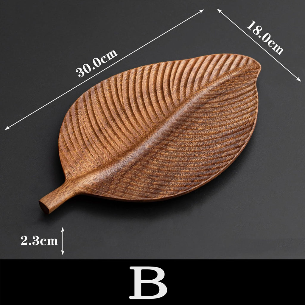 Walnut Leaf Tea Spot Tray Home Wooden Tea Table Solid Wood Dry Brew Tea Cup Tray Wooden Pastry Plate Tableware Party Supplies Oasis Select B L