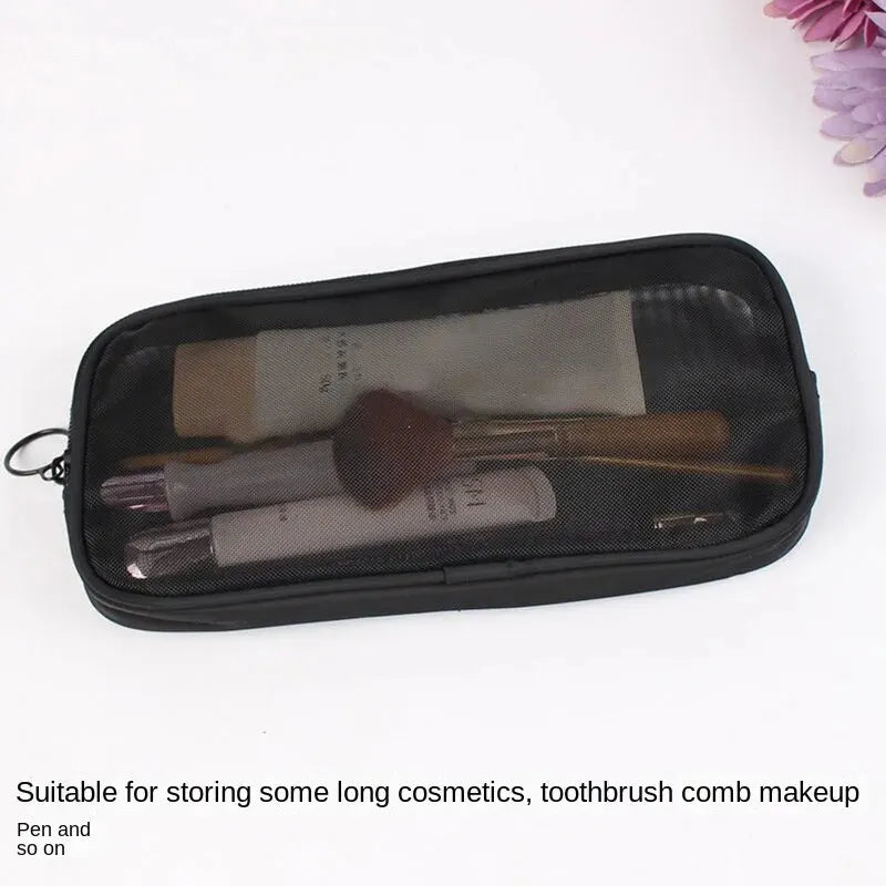 Mesh Transparent Makeup Bag | Clear Travel Cosmetic Organizer Cosmetic Travel Bag Oasis Select