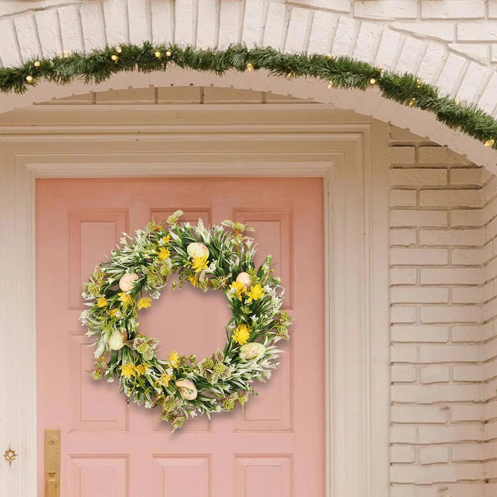 Easter Egg Wreath – Artificial Flower Garland for Front Door