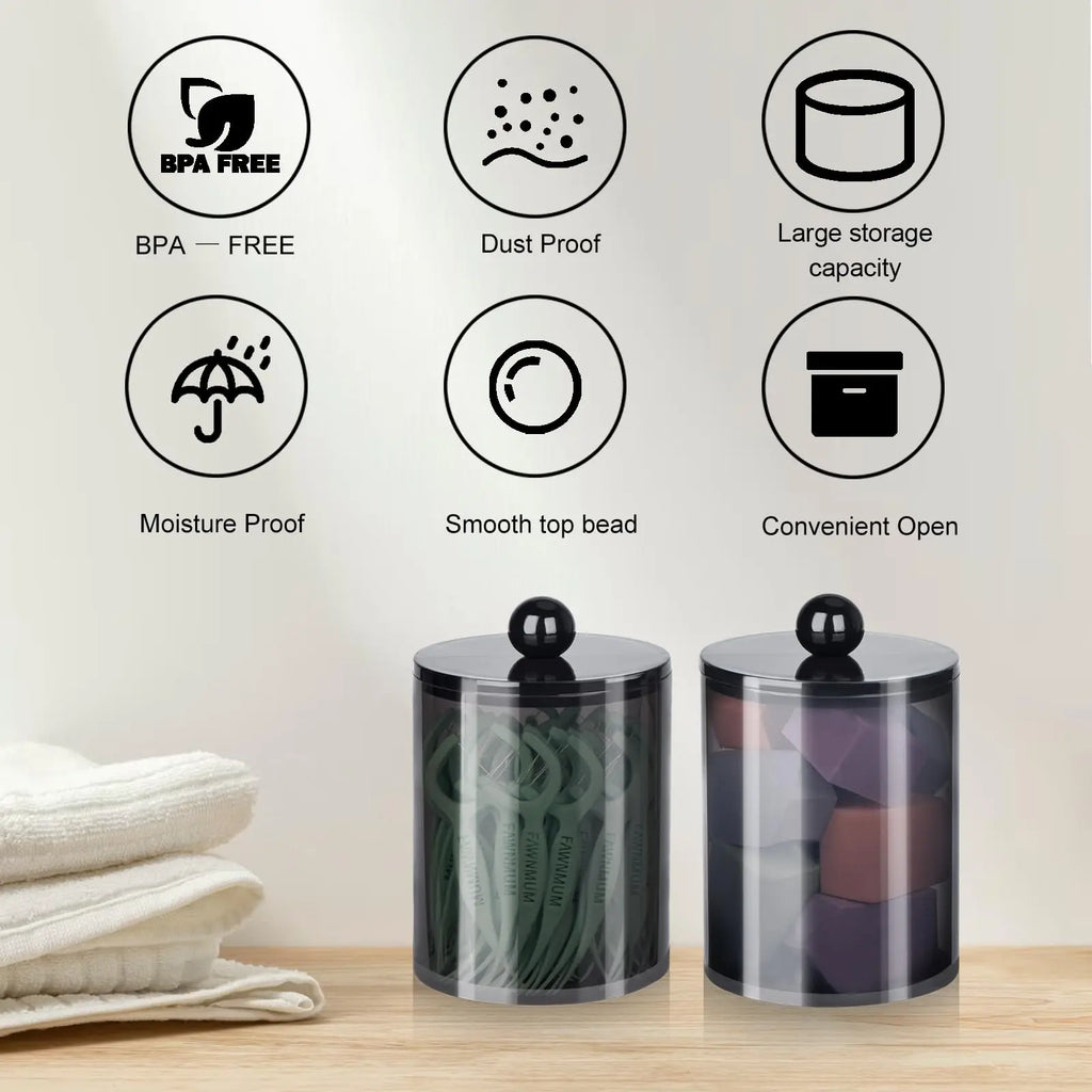 Qtip Holder-10 oz, Qtip Holder Dispenser for Bathroom Canister Storage Organization, Vanity Makeup Organizer, for Cotton Ball Oasis Select