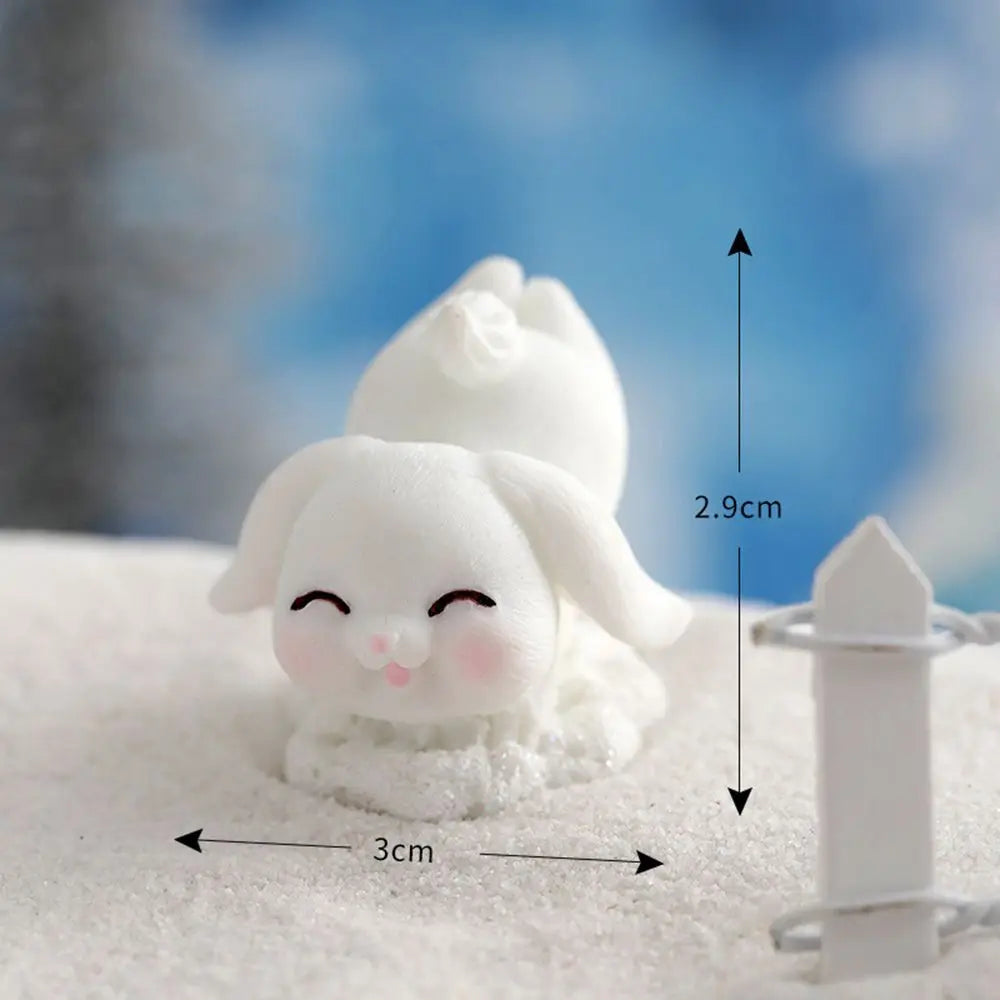 Snowman Bunny Resin Figurine | Micro Landscape Christmas Ornament