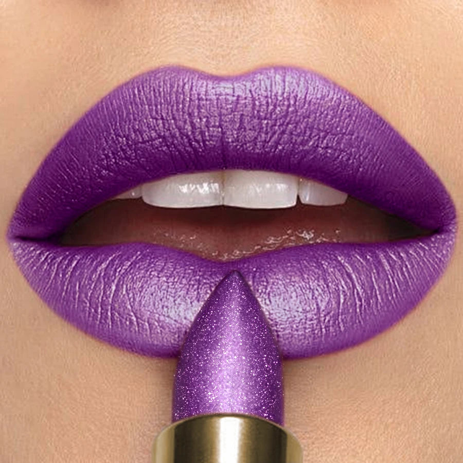 KAFURUX Metallic Glitter Lipstick – 16 Colors, Waterproof