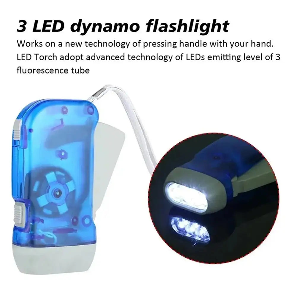 Hand-Powered Mini LED Flashlight – Battery-Free Camping Torch