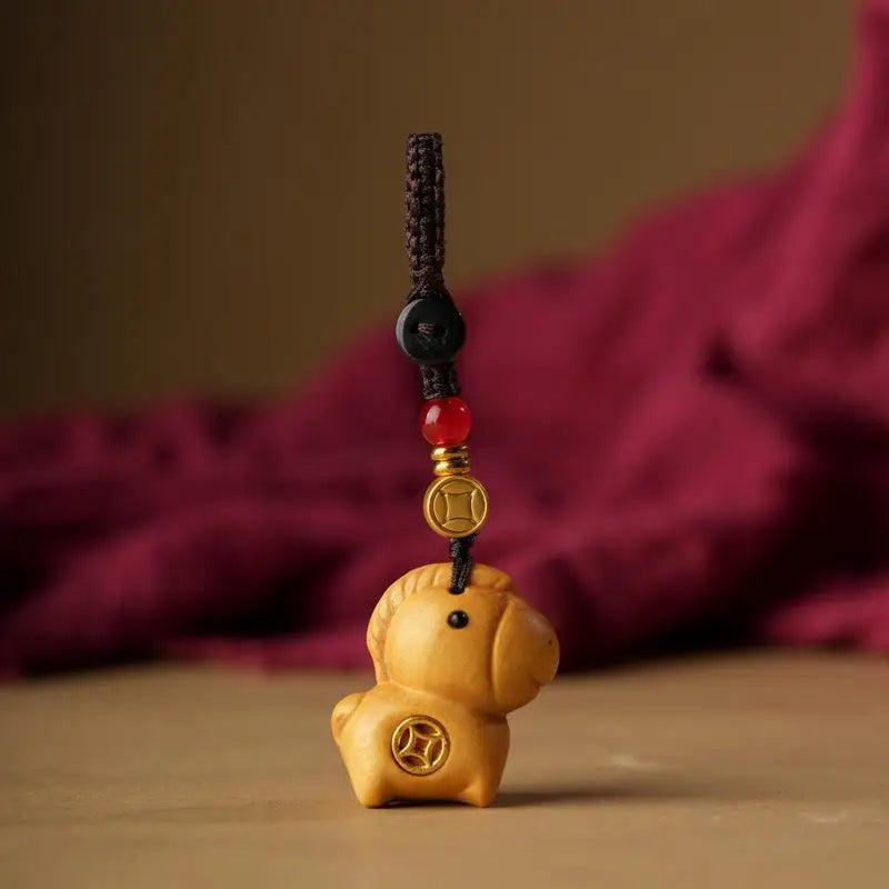 Creative Sandalwood Horse Pendant Keychain Year Of The Horse Mobile Phone Chain Backpack Hanging Decoration New Year Gifts Oasis Select A5