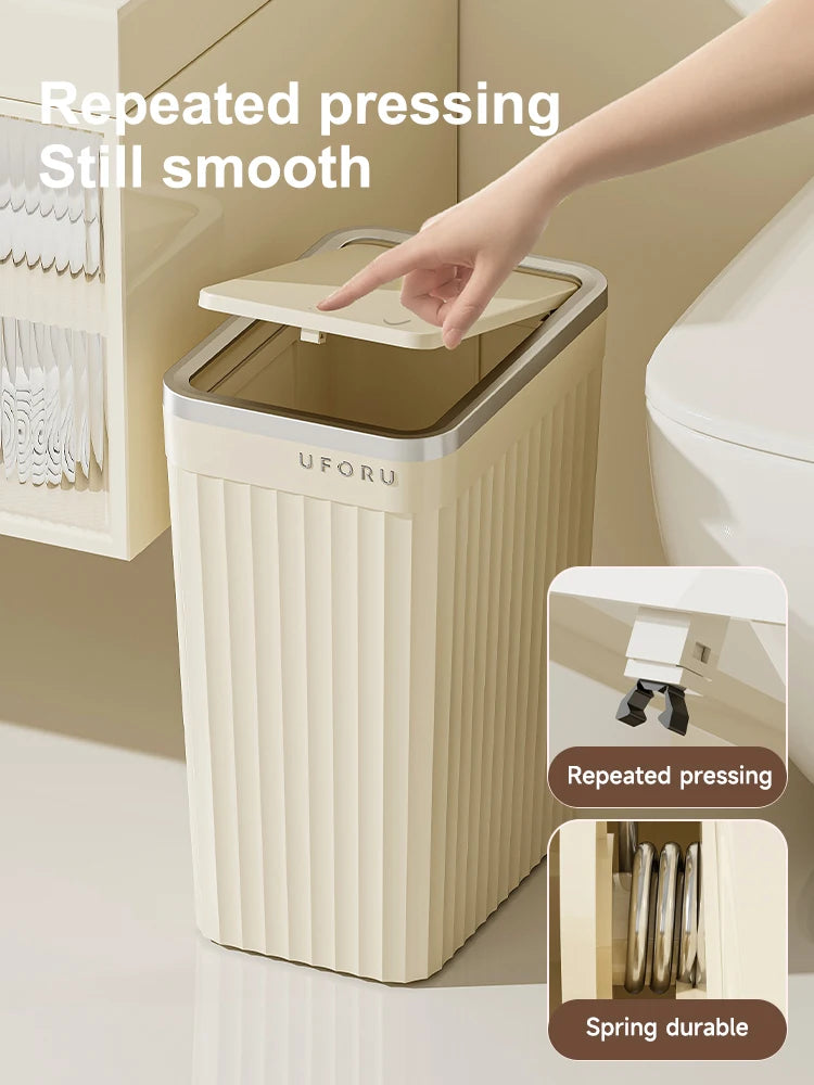 1pc Push-button waste bin, large capacity, non-slip base, sealed odour-proof lid, suitable for kitchens, bathrooms, offices Oasis Select