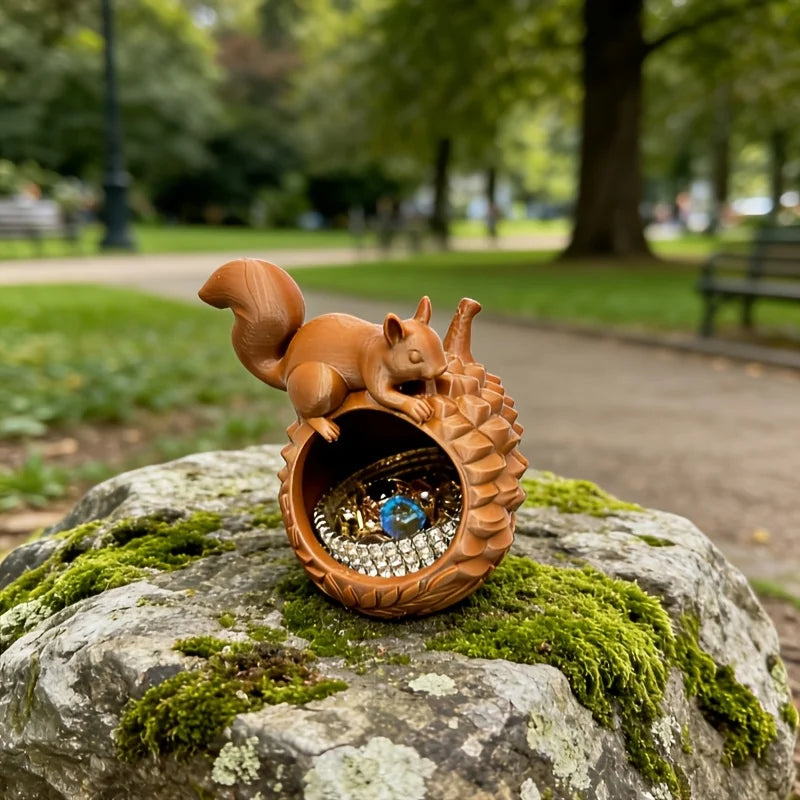 Cute Squirrel on Acorn Jewelry Holder Jewelry Bowl Trinket Dish Decorative Earrings ring Organizer for Vanity Desk Entryway Gift Oasis Select