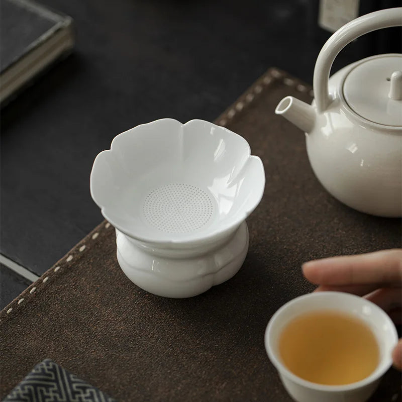 Ceramic Tea Strainer Kung Fu Tea Residue Filter Tea Jade Clay White Porcelain Tea Accessories Oasis Select