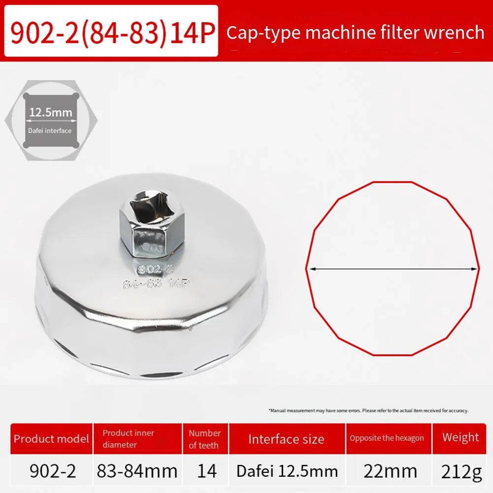 64mm-89mm End Cap Machine Filter Removal Tool 1/2inch Square Drive Oil Filter Remove Tool Machine Filter Hand Tool Oasis Select 84-83mm 14P
