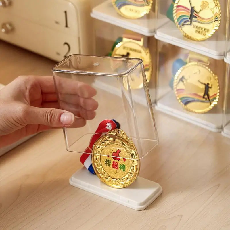 1/2pcs Medal Display Case Dustproof Storage Box for Badge Honor Trophy Showcase Stand for Home Office Gift Collection Oasis Select